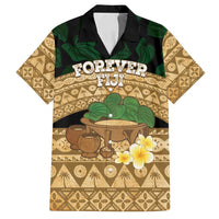 Bula Fiji Kava Bowl Family Matching Off Shoulder Maxi Dress and Hawaiian Shirt Fijian Tapa Cloth Vintage Vibe LT14 Dad's Shirt - Short Sleeve Brown - Polynesian Pride