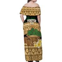 Bula Fiji Kava Bowl Family Matching Off Shoulder Maxi Dress and Hawaiian Shirt Fijian Tapa Cloth Vintage Vibe LT14 - Polynesian Pride