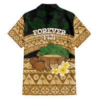 Bula Fiji Kava Bowl Family Matching Off Shoulder Short Dress and Hawaiian Shirt Fijian Tapa Cloth Vintage Vibe LT14 - Polynesian Pride