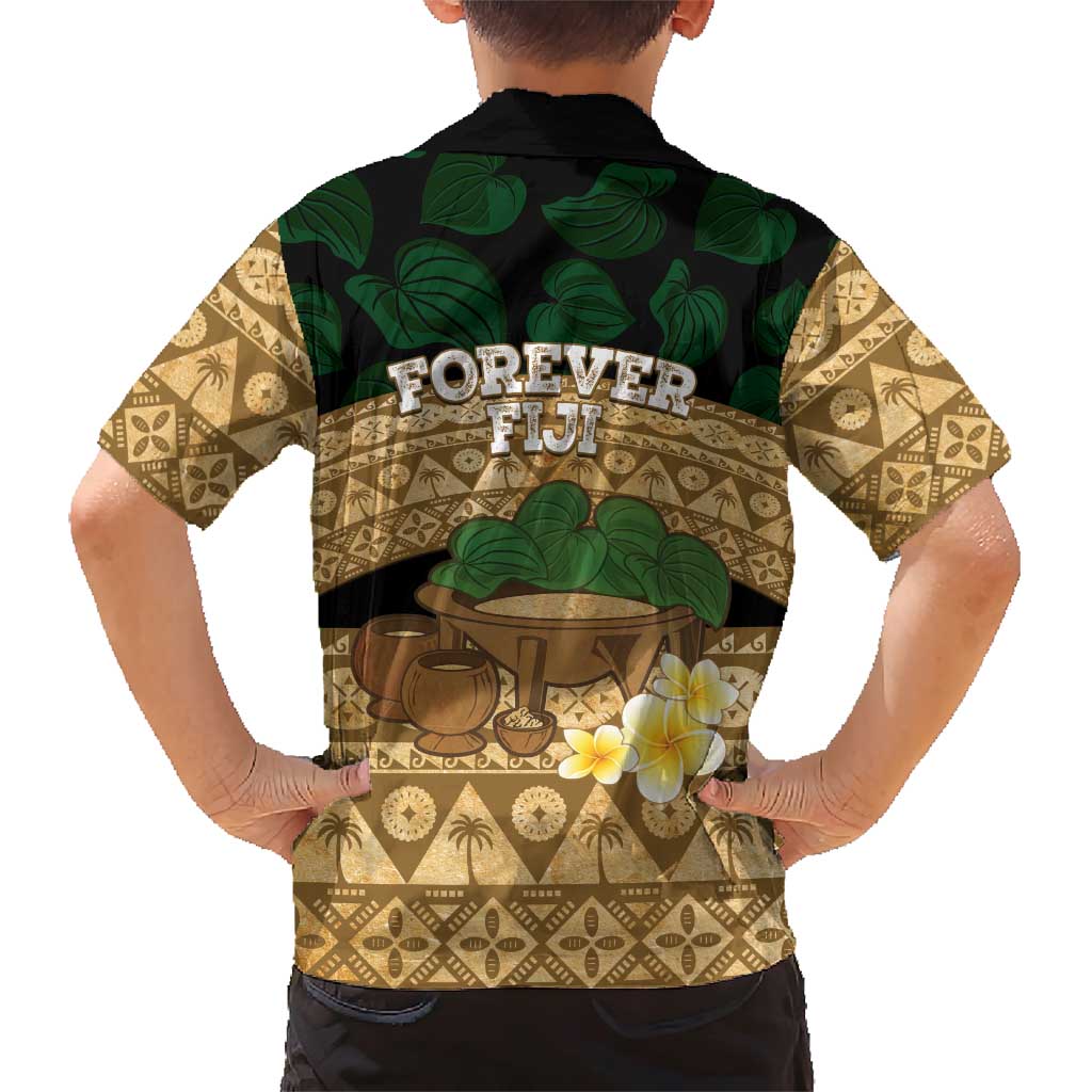 Bula Fiji Kava Bowl Family Matching Short Sleeve Bodycon Dress and Hawaiian Shirt Fijian Tapa Cloth Vintage Vibe LT14 - Polynesian Pride