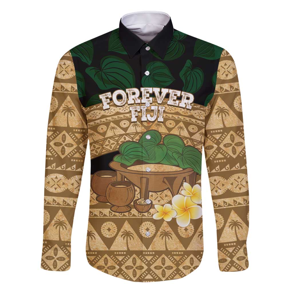 Bula Fiji Kava Bowl Family Matching Short Sleeve Bodycon Dress and Hawaiian Shirt Fijian Tapa Cloth Vintage Vibe LT14 Dad's Shirt - Long Sleeve Brown - Polynesian Pride