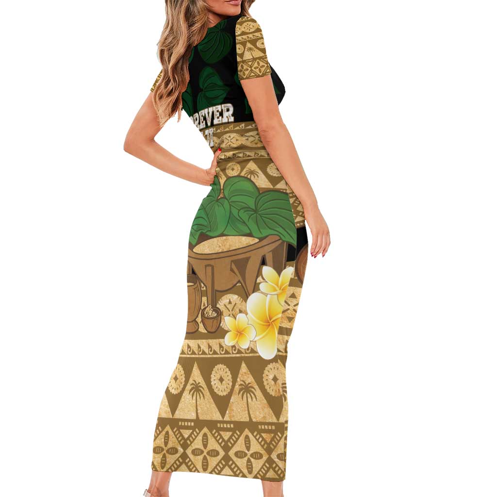Bula Fiji Kava Bowl Family Matching Short Sleeve Bodycon Dress and Hawaiian Shirt Fijian Tapa Cloth Vintage Vibe LT14 - Polynesian Pride