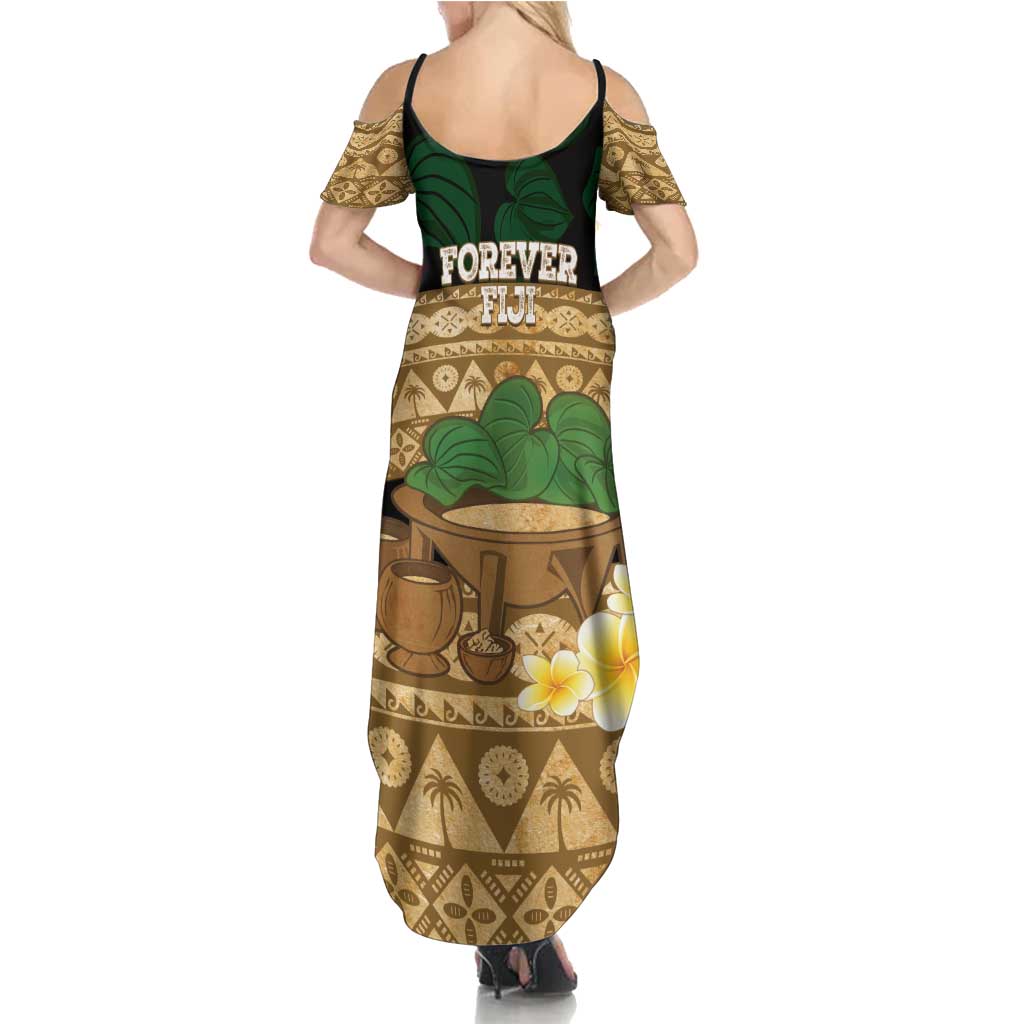 Bula Fiji Kava Bowl Family Matching Summer Maxi Dress and Hawaiian Shirt Fijian Tapa Cloth Vintage Vibe LT14 - Polynesian Pride