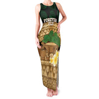 Bula Fiji Kava Bowl Family Matching Tank Maxi Dress and Hawaiian Shirt Fijian Tapa Cloth Vintage Vibe LT14 Mom's Dress Brown - Polynesian Pride