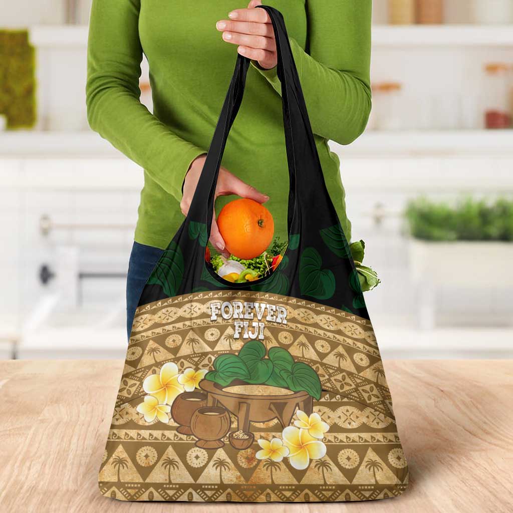 Bula Fiji Kava Bowl Grocery Bag Fijian Tapa Cloth Vintage Vibe