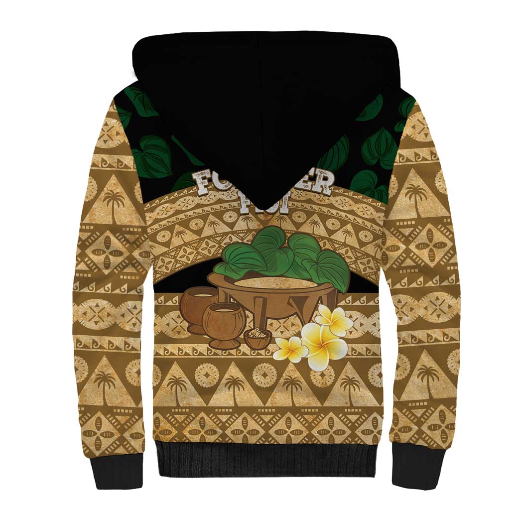 Bula Fiji Kava Bowl Sherpa Hoodie Fijian Tapa Cloth Vintage Vibe LT14 - Polynesian Pride