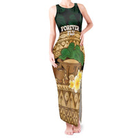 Bula Fiji Kava Bowl Tank Maxi Dress Fijian Tapa Cloth Vintage Vibe LT14 Women Brown - Polynesian Pride