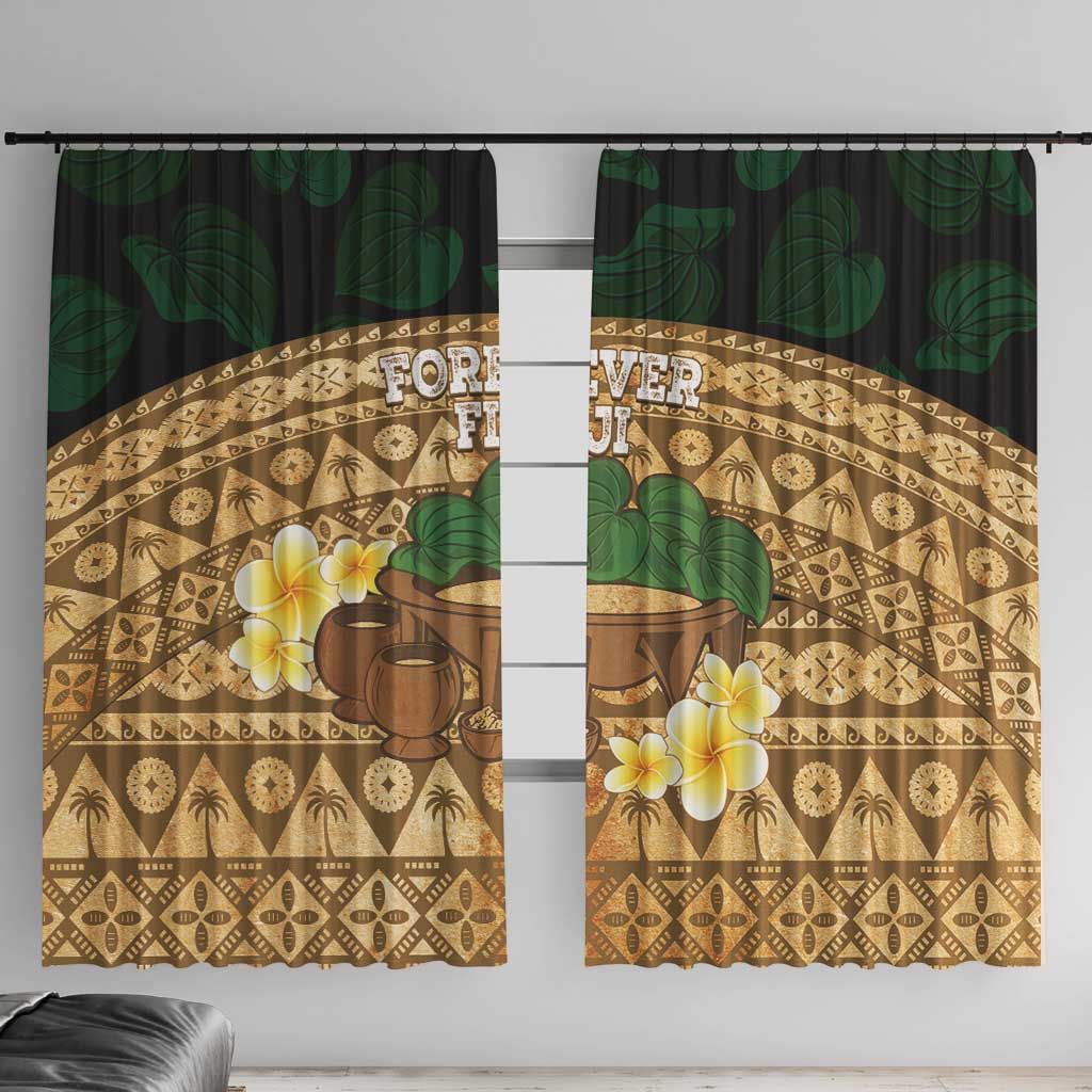 Bula Fiji Kava Bowl Window Curtain Fijian Tapa Cloth Vintage Vibe