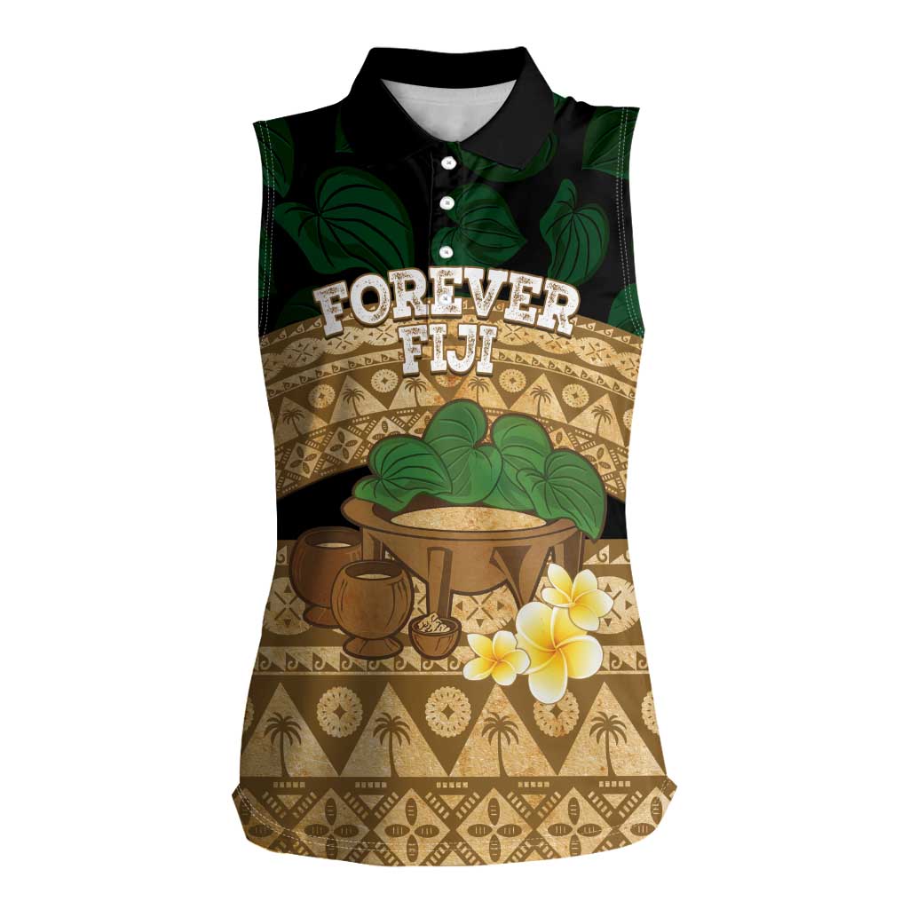 Bula Fiji Kava Bowl Women Sleeveless Polo Shirt Fijian Tapa Cloth Vintage Vibe