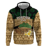 Bula Fiji Kava Bowl Zip Hoodie Fijian Tapa Cloth Vintage Vibe