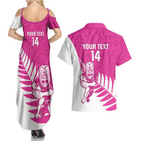 New Zealand Silver Fern Rugby Custom Couples Matching Summer Maxi Dress and Hawaiian Shirt Go All Black Maori Pink Version LT14 - Polynesian Pride