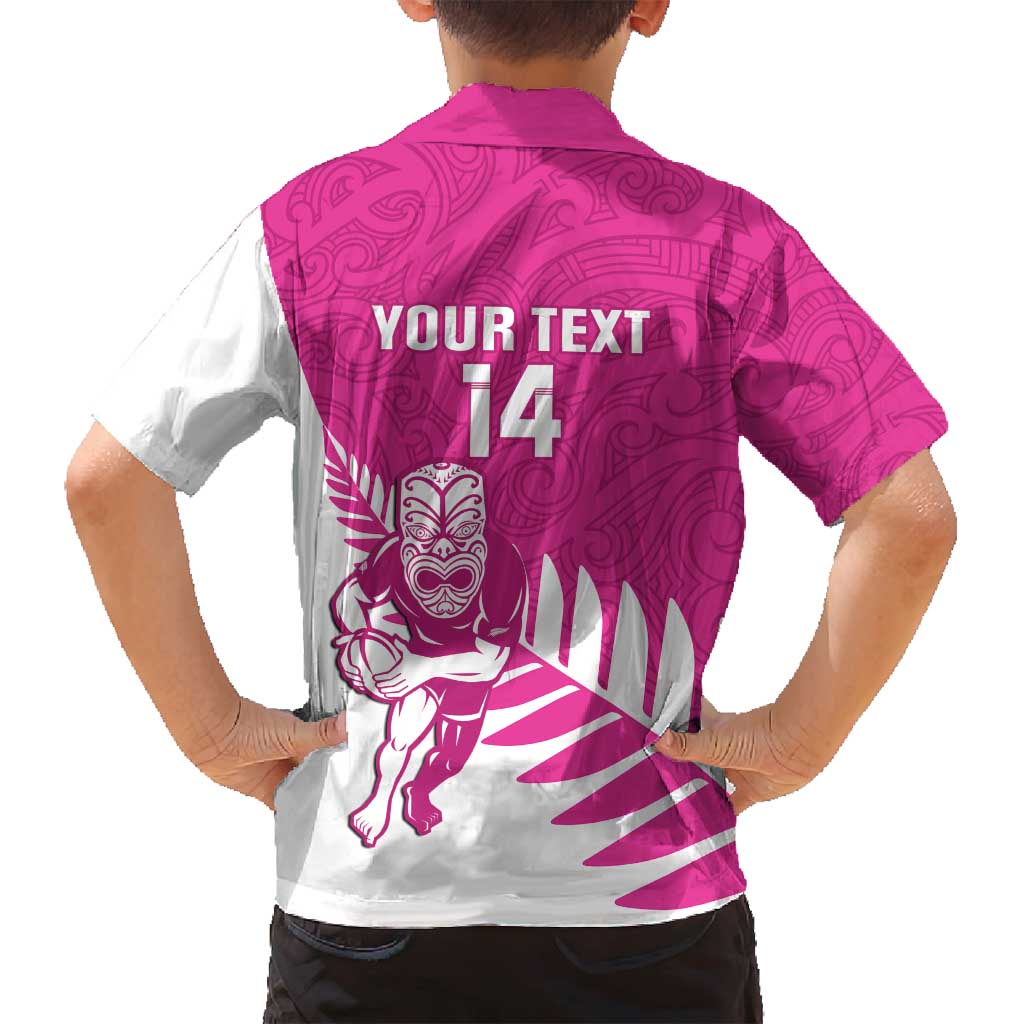 New Zealand Silver Fern Rugby Custom Family Matching Long Sleeve Bodycon Dress and Hawaiian Shirt Go All Black Maori Pink Version LT14 - Polynesian Pride