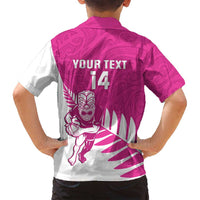 New Zealand Silver Fern Rugby Custom Family Matching Long Sleeve Bodycon Dress and Hawaiian Shirt Go All Black Maori Pink Version LT14 - Polynesian Pride