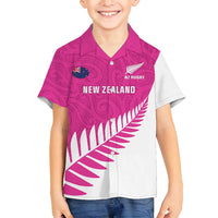 New Zealand Silver Fern Rugby Custom Family Matching Long Sleeve Bodycon Dress and Hawaiian Shirt Go All Black Maori Pink Version LT14 Son's Shirt Pink - Polynesian Pride