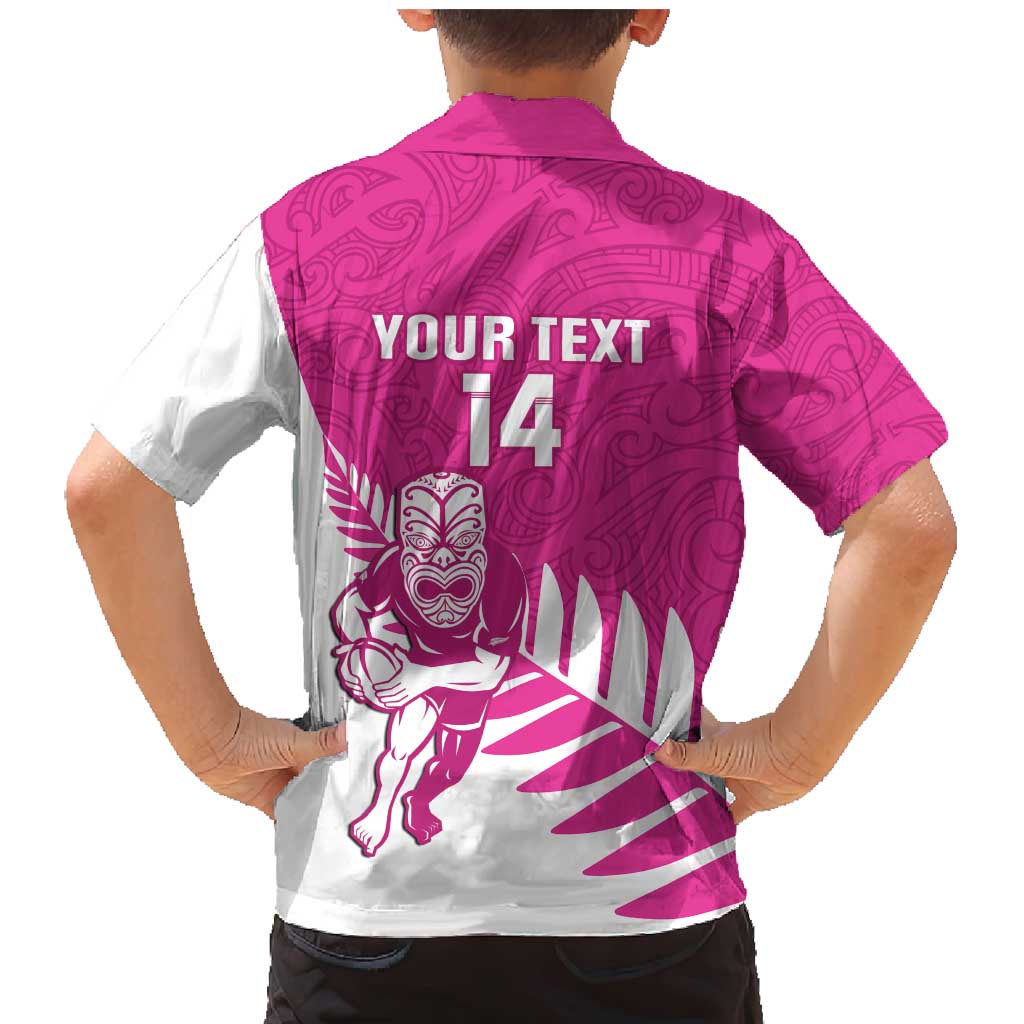 New Zealand Silver Fern Rugby Custom Family Matching Mermaid Dress and Hawaiian Shirt Go All Black Maori Pink Version LT14 - Polynesian Pride