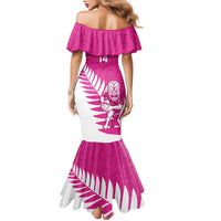 New Zealand Silver Fern Rugby Custom Family Matching Mermaid Dress and Hawaiian Shirt Go All Black Maori Pink Version LT14 - Polynesian Pride