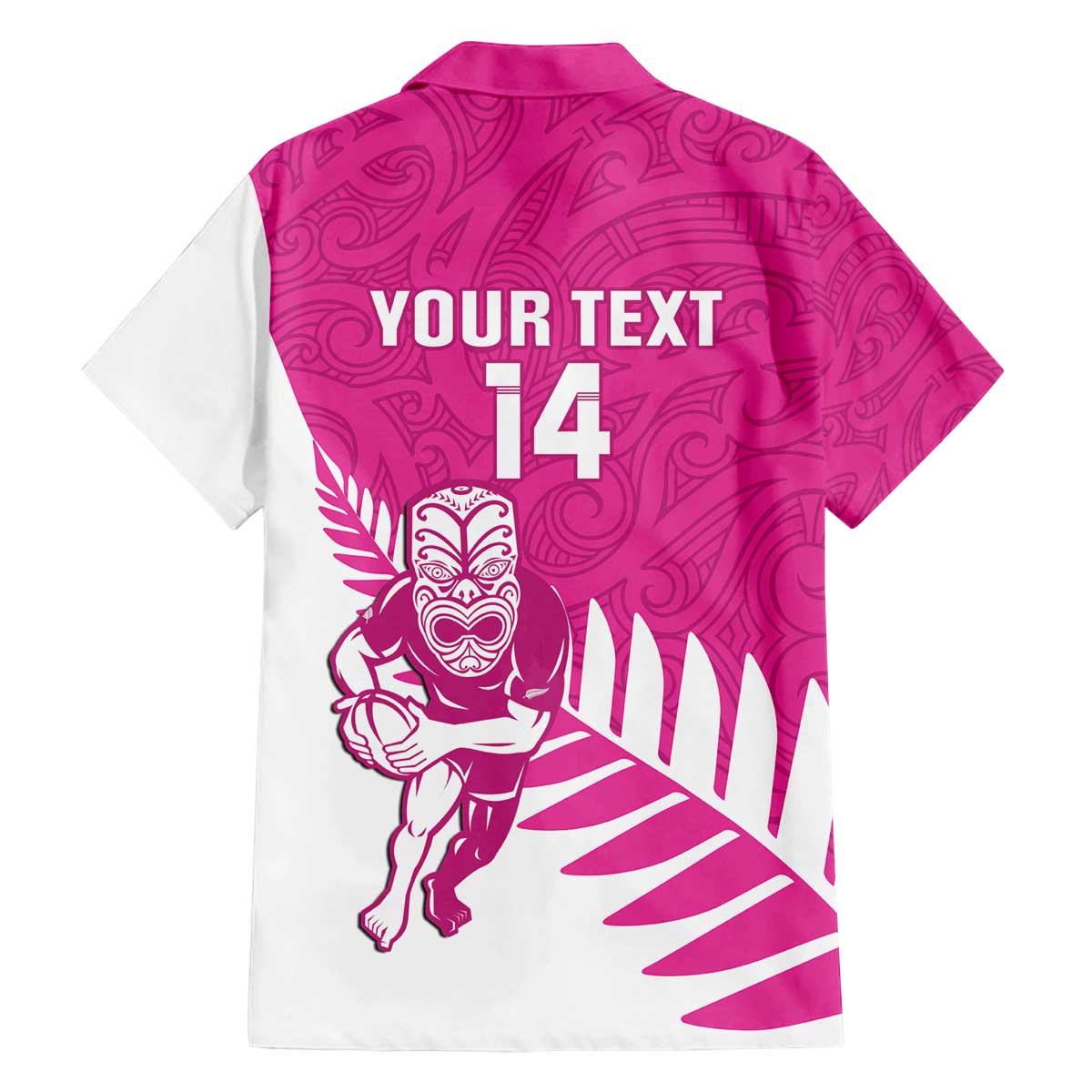 New Zealand Silver Fern Rugby Custom Family Matching Off The Shoulder Long Sleeve Dress and Hawaiian Shirt Go All Black Maori Pink Version LT14 - Polynesian Pride