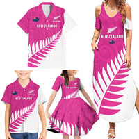 New Zealand Silver Fern Rugby Custom Family Matching Summer Maxi Dress and Hawaiian Shirt Go All Black Maori Pink Version LT14 - Polynesian Pride