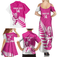 New Zealand Silver Fern Rugby Custom Family Matching Summer Maxi Dress and Hawaiian Shirt Go All Black Maori Pink Version LT14 - Polynesian Pride