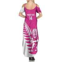 New Zealand Silver Fern Rugby Custom Family Matching Summer Maxi Dress and Hawaiian Shirt Go All Black Maori Pink Version LT14 - Polynesian Pride