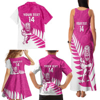 New Zealand Silver Fern Rugby Custom Family Matching Tank Maxi Dress and Hawaiian Shirt Go All Black Maori Pink Version LT14 - Polynesian Pride