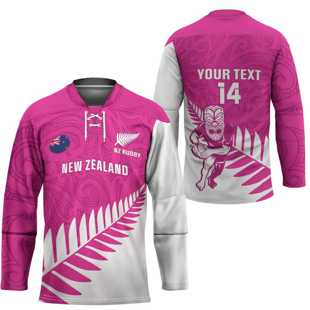 New Zealand Silver Fern Rugby Custom Hockey Jersey Go All Black Maori Pink Version - Polynesian Pride