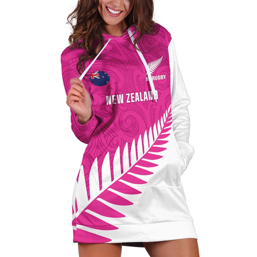 New Zealand Silver Fern Rugby Custom Hoodie Dress Go All Black Maori Pink Version LT14 Pink - Polynesian Pride