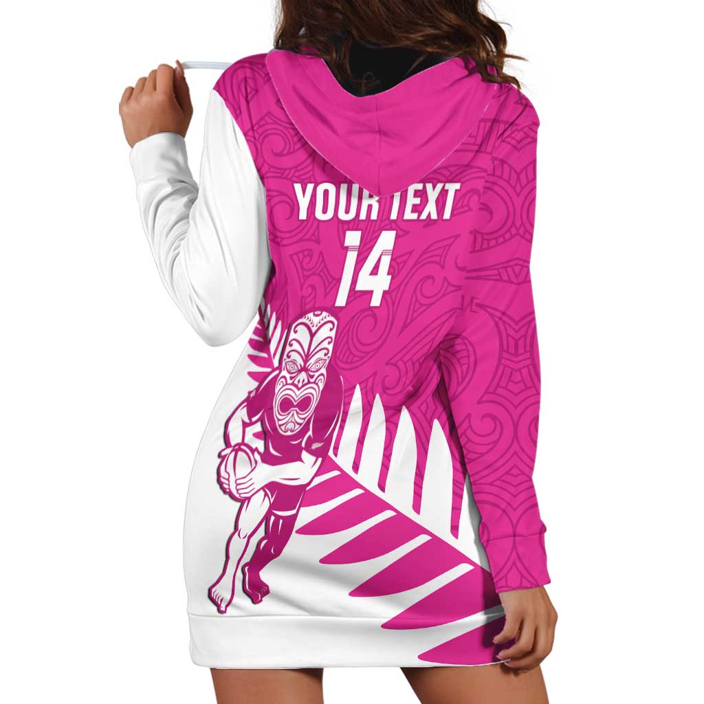 New Zealand Silver Fern Rugby Custom Hoodie Dress Go All Black Maori Pink Version LT14 - Polynesian Pride
