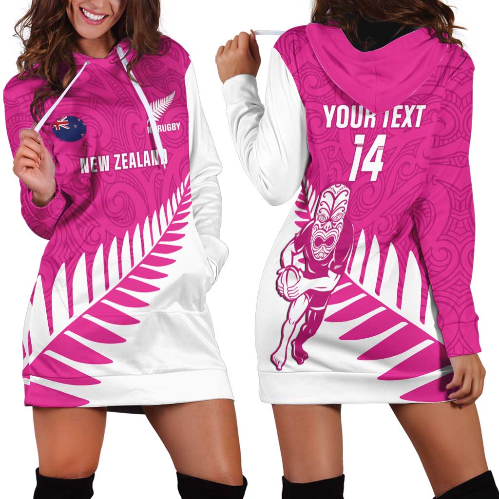New Zealand Silver Fern Rugby Custom Hoodie Dress Go All Black Maori Pink Version LT14 - Polynesian Pride
