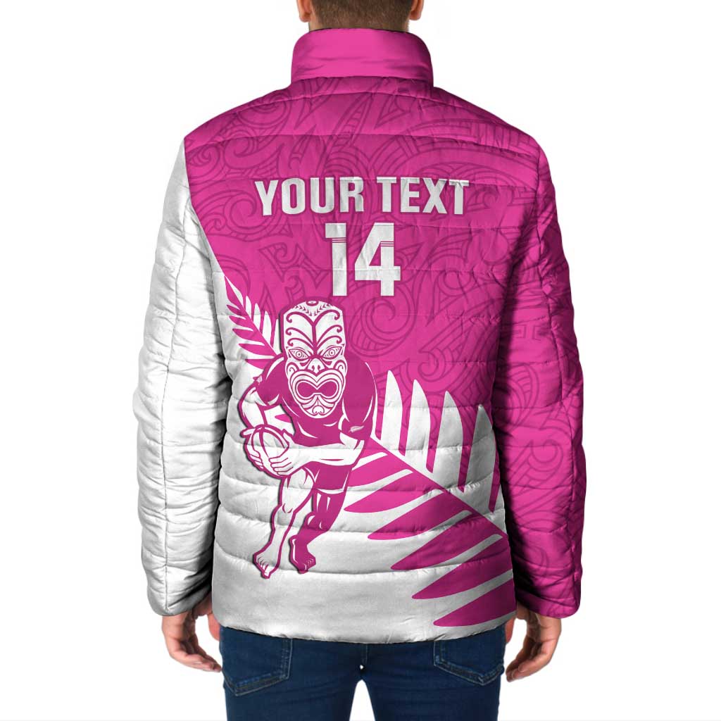 New Zealand Silver Fern Rugby Custom Padded Jacket Go All Black Maori Pink Version - Polynesian Pride
