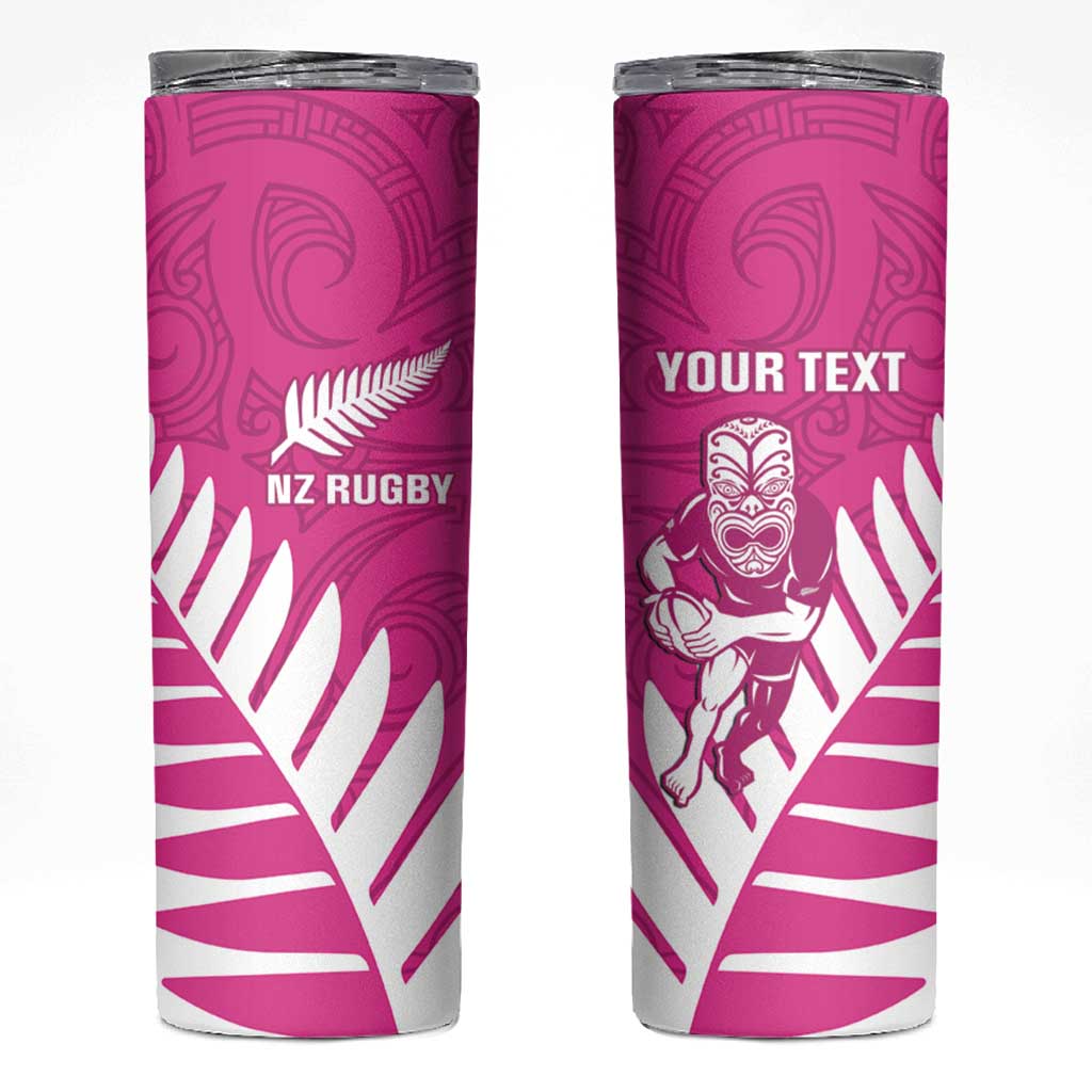 New Zealand Silver Fern Rugby Custom Skinny Tumbler Go All Black Maori Pink Version LT14 Pink - Polynesian Pride