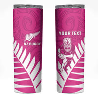 New Zealand Silver Fern Rugby Custom Skinny Tumbler Go All Black Maori Pink Version LT14 Pink - Polynesian Pride
