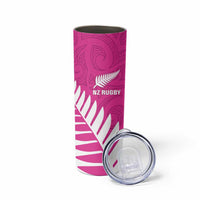 New Zealand Silver Fern Rugby Custom Skinny Tumbler Go All Black Maori Pink Version LT14 - Polynesian Pride
