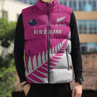 New Zealand Silver Fern Rugby Custom Sleeveless Puffer Jacket Go All Black Maori Pink Version - Polynesian Pride