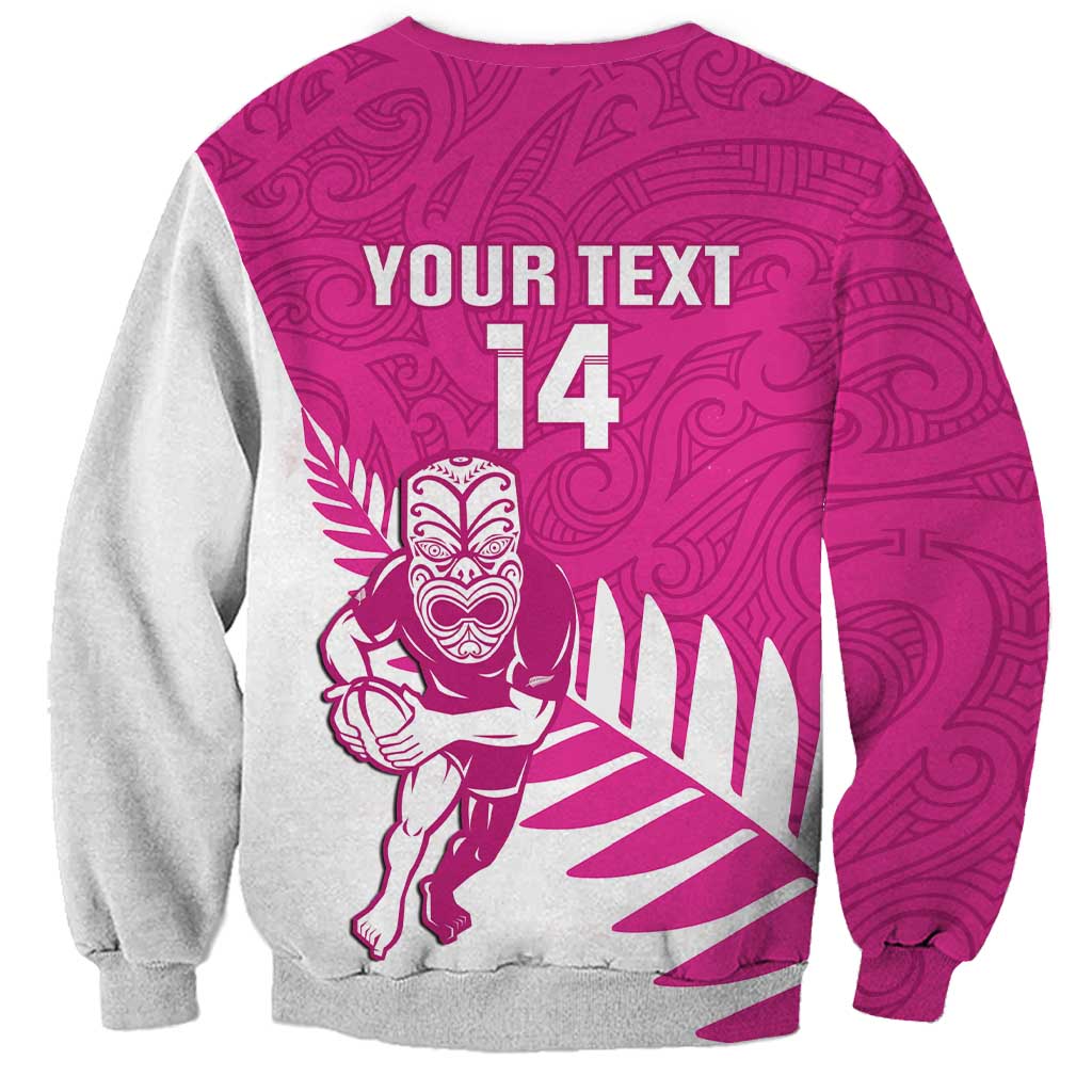 New Zealand Silver Fern Rugby Custom Sweatshirt Go All Black Maori Pink Version LT14 - Polynesian Pride