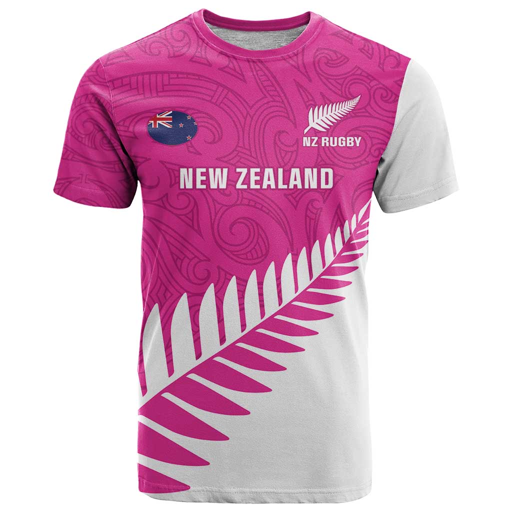 New Zealand Silver Fern Rugby Custom T Shirt Go All Black Maori Pink Version