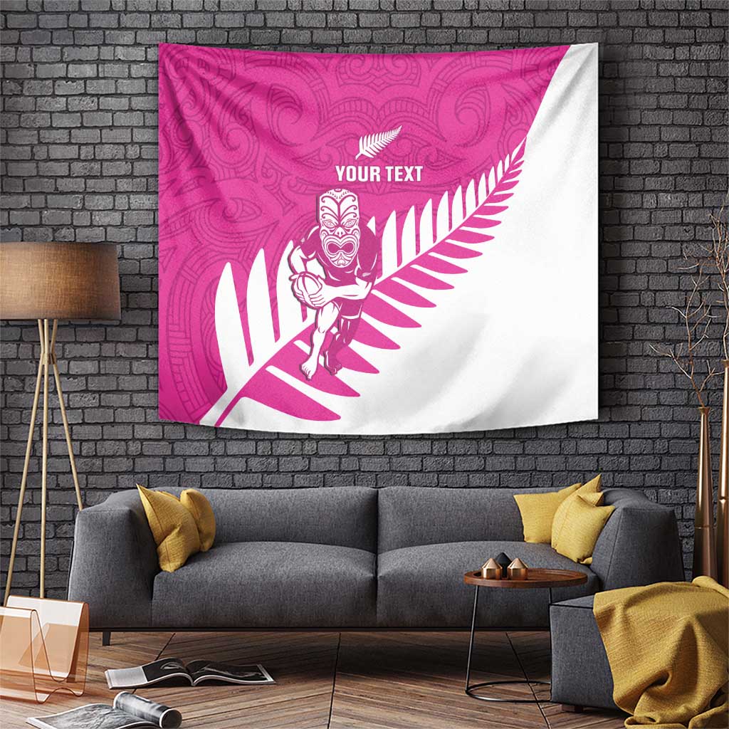 New Zealand Silver Fern Rugby Custom Tapestry Go All Black Maori Pink Version LT14 Pink - Polynesian Pride