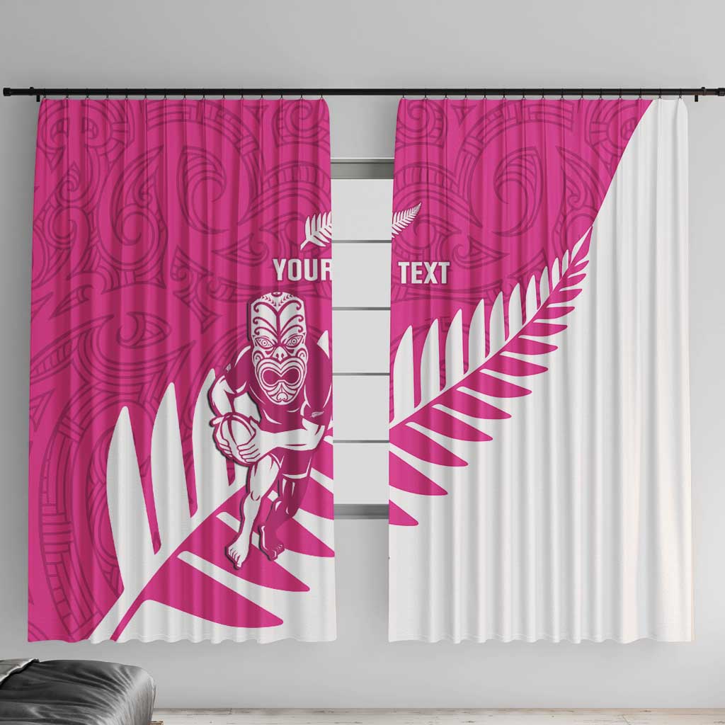 New Zealand Silver Fern Rugby Custom Window Curtain Go All Black Maori Pink Version LT14 With Hooks Pink - Polynesian Pride