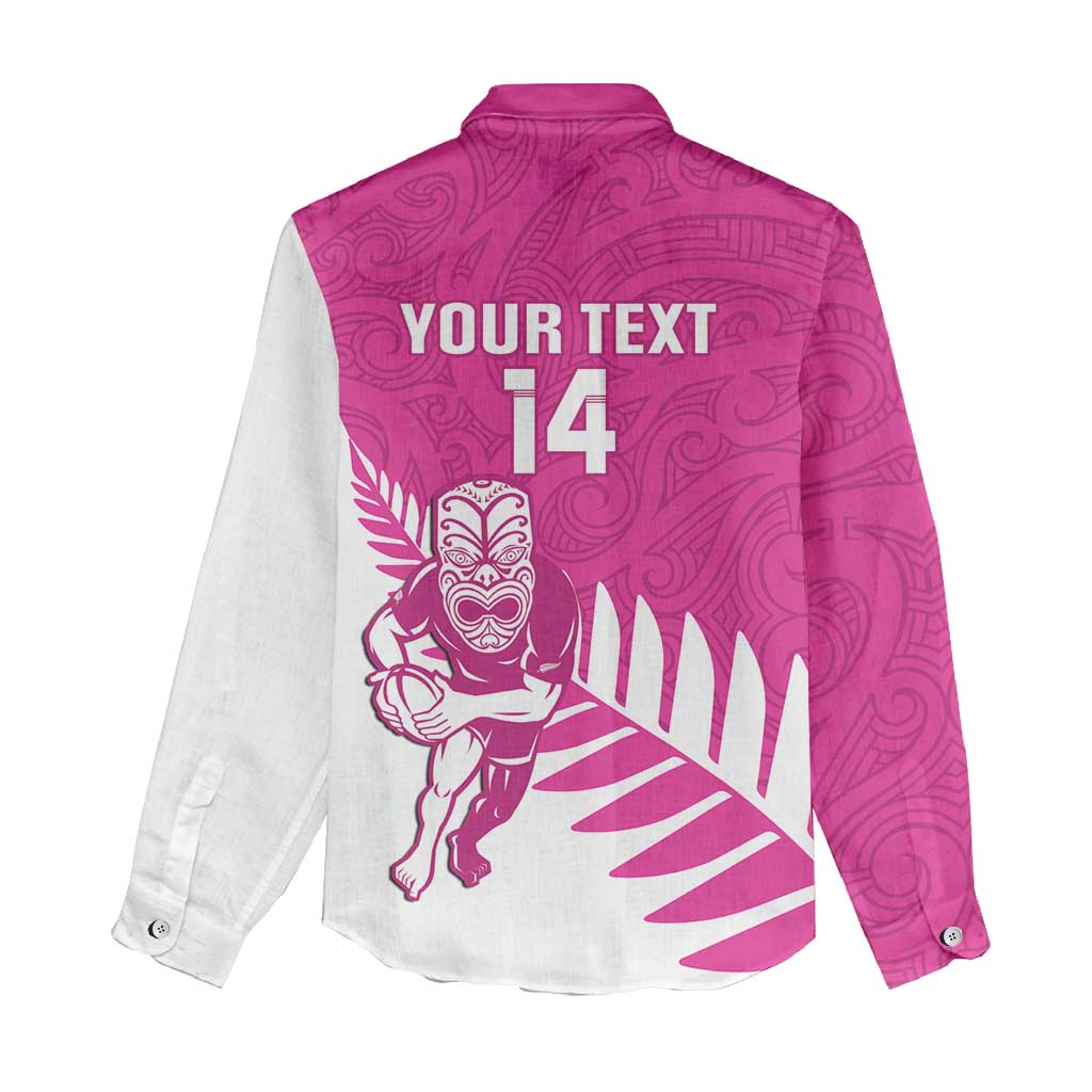 New Zealand Silver Fern Rugby Custom Women Casual Shirt Go All Black Maori Pink Version LT14 - Polynesian Pride