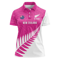 New Zealand Silver Fern Rugby Custom Women Polo Shirt Go All Black Maori Pink Version LT14 Female Pink - Polynesian Pride