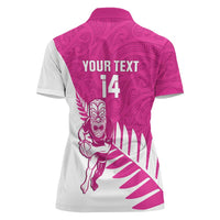 New Zealand Silver Fern Rugby Custom Women Polo Shirt Go All Black Maori Pink Version LT14 - Polynesian Pride