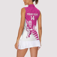New Zealand Silver Fern Rugby Custom Women Sleeveless Polo Shirt Go All Black Maori Pink Version LT14 - Polynesian Pride