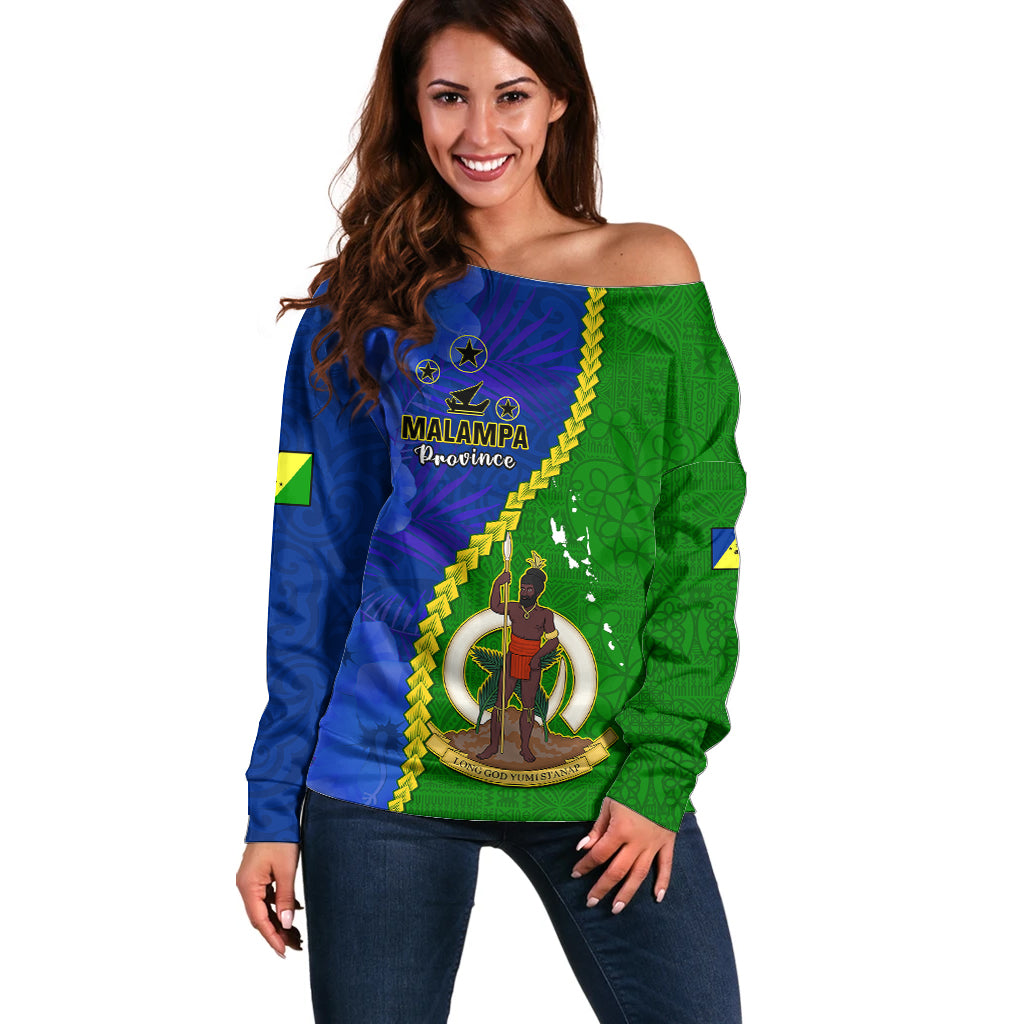 Vanuatu Malampa Province Off Shoulder Sweater Turtle Sand Drawing Unique Tapa Pattern LT14 Women Green - Polynesian Pride