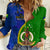 Personalised Vanuatu Malampa Province Women Casual Shirt Turtle Sand Drawing Unique Tapa Pattern LT14 Female Green - Polynesian Pride