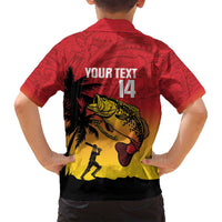 Custom Papua New Guinea Cricket Family Matching Long Sleeve Bodycon Dress and Hawaiian Shirt PNG Barramundis LT14 - Polynesian Pride