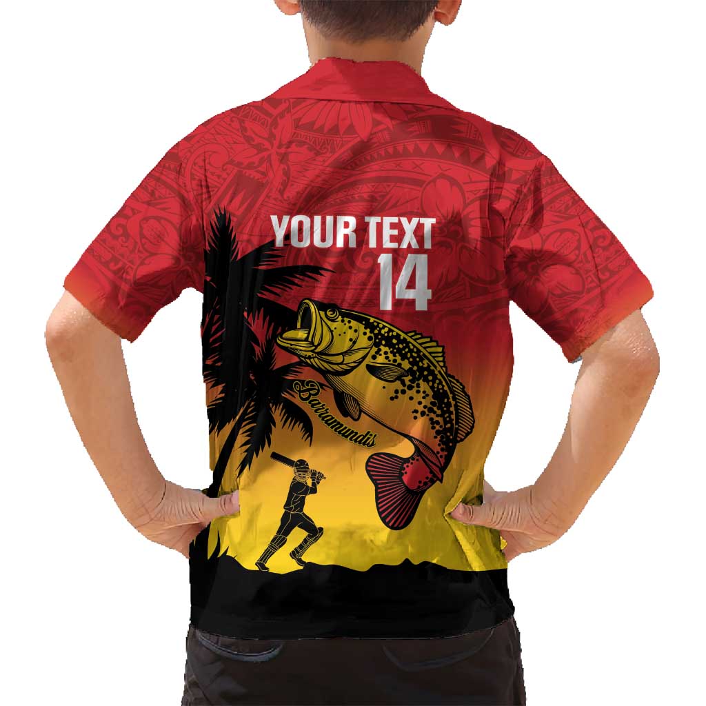 Custom Papua New Guinea Cricket Family Matching Puletasi and Hawaiian Shirt PNG Barramundis LT14 - Polynesian Pride