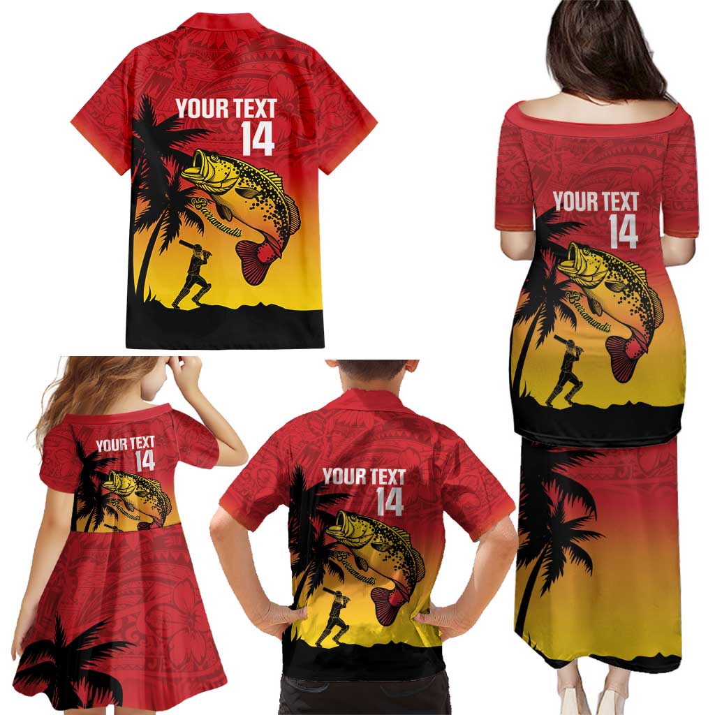 Custom Papua New Guinea Cricket Family Matching Puletasi and Hawaiian Shirt PNG Barramundis LT14 - Polynesian Pride