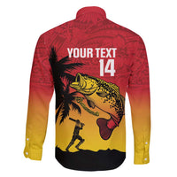 Custom Papua New Guinea Cricket Family Matching Short Sleeve Bodycon Dress and Hawaiian Shirt PNG Barramundis LT14 - Polynesian Pride