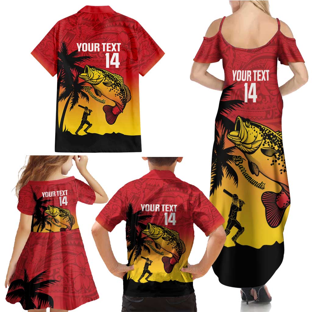 Custom Papua New Guinea Cricket Family Matching Summer Maxi Dress and Hawaiian Shirt PNG Barramundis LT14 - Polynesian Pride