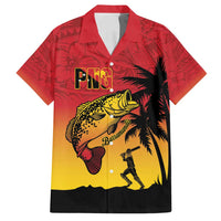 Custom Papua New Guinea Cricket Family Matching Summer Maxi Dress and Hawaiian Shirt PNG Barramundis LT14 Dad's Shirt - Short Sleeve Red - Polynesian Pride